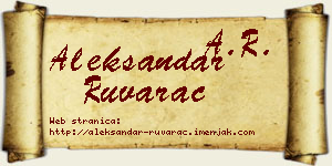 Aleksandar Ruvarac vizit kartica